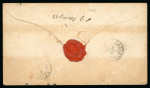 Stamp of India » 1854 Lithographs 1855 envelope to Switzerland with two 1854 4a second printing, both cut-to-shape, missing two stamps