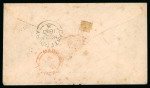 Stamp of India » 1854 Lithographs 1857 (Oct 13) envelope from Madras to England with 1854 4a fourth printing