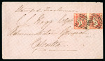 Stamp of India » 1854 Lithographs 1857 (Nov 18) envelope from Simla to Calcutta with 1854 1a die II pair
