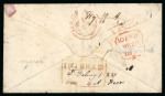 Stamp of India » 1854 Lithographs 1857 (Feb 4) envelope sent registered to England with two 4a cut-to-shape
