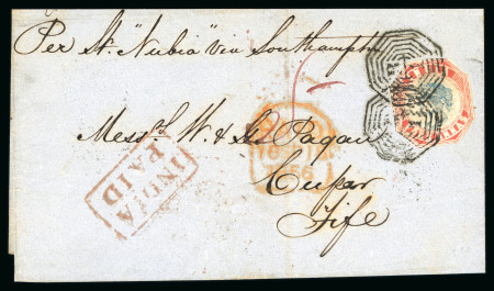 Stamp of India » 1854 Lithographs 1856 (Aug 8) wrapper to Scotland with 1854 4a head die III, frame die II, cut-to-shape