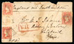 Stamp of India » 1854 Lithographs 1854 (Dec 20) envelope to England franked on both sides, stamps missing