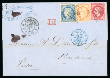 Stamp of Colonies françaises » Martinique 1871, Lettre de St Pierre Martinique pour Bordeaux