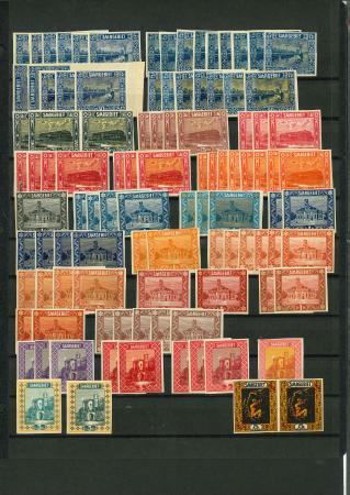 Stamp of Colonies françaises » Sarre 1922-1923, série Y&T n° 83-99, ensemble très peu commun