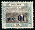 Stamp of Colonies françaises » Sarre 1921, variétés surcharges renversées  Y&T n° 71a, n°