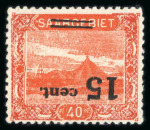 Stamp of Colonies françaises » Sarre 1921, variétés surcharges renversées  Y&T n° 71a, n°