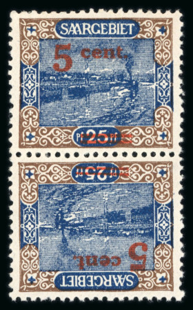 Stamp of Colonies françaises » Sarre 1921, paires tête-bêche Y&T n° 70b, n° 71g et n° 72b