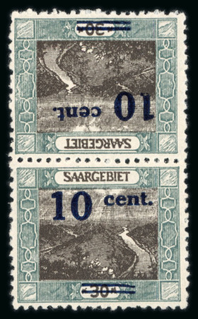Stamp of Colonies françaises » Sarre 1921, paires tête-bêche Y&T n° 70b, n° 71g et n° 72b