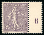 Stamp of France » Émissions à partir de 1900 1903, Semeuse lignée Y&T n°133a violet foncé millésime 6