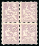 Stamp of France » Émissions à partir de 1900 1902, Mouchon retouché Y&T n°128, 30c violet en bloc de quatre neuf