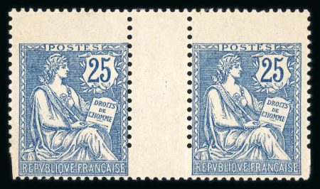 Stamp of France » Émissions à partir de 1900 1902, Mouchon retouché Y&T n°127, 25c bleu en paire