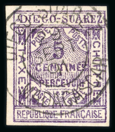 Stamp of Colonies françaises » Diégo-Suarez 1891, timbres taxe Y&T n° 1 et n° 2 oblitérés, signés