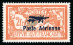 Stamp of France » Poste Aérienne 1927, Merson PA Y&T n° 1A, variété écusson brisé neuf