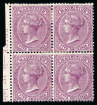 Stamp of Mauritius » 1860-72 De La Rue Issues (SG 46-72) 1863-72 5s bright mauve mint block of four, left marginal