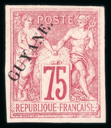 Stamp of Colonies françaises » Guyane française 1892, Y&T n° 14 neuf ** MNH, TB et signé Scheller.