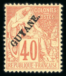 Stamp of Colonies françaises » Guyane française 1892, Y&T n° 26 neuf * et n° 28 oblitéré, les deux
