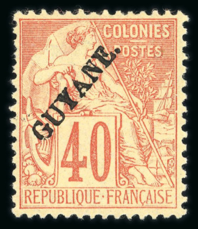 Stamp of Colonies françaises » Guyane française 1892, Y&T n° 26 neuf * et n° 28 oblitéré, les deux