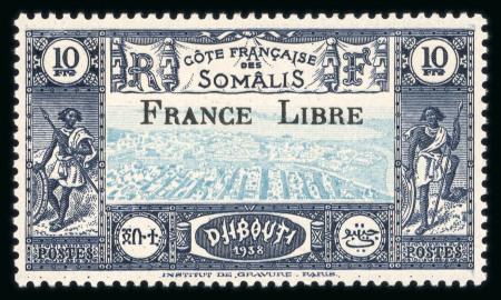 Stamp of Colonies françaises » Côtes des Somalis 1942, France Libre Y&T n° 231 neuf ** MNH, TB et signé