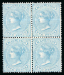 Stamp of Mauritius » 1860-72 De La Rue Issues (SG 46-72) 1863-72 2d pale blue and bright blue mint blocks of four
