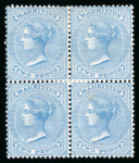 Stamp of Mauritius » 1860-72 De La Rue Issues (SG 46-72) 1863-72 2d pale blue and bright blue mint blocks of four