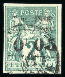 Stamp of Colonies françaises » Guyane française 1886, Y&T n° 1 oblitéré TB et signé Scheller.