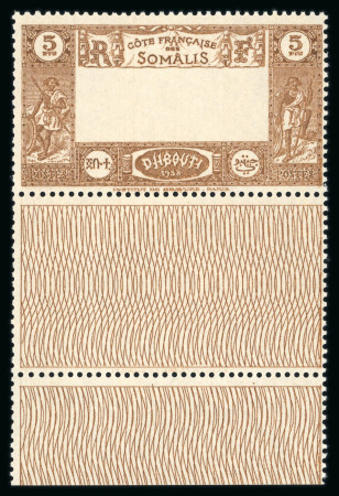 Stamp of Colonies françaises » Côtes des Somalis CANCEL 1938, YT n° 167a variété centre omis superbe exemplaire