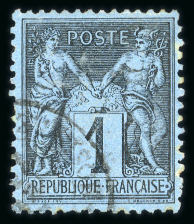 Stamp of France » Type Sage 1876-1900 1876, Sage Y&T n°84, 1c noir sur bleu de prusse, centrage
