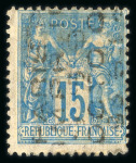 Stamp of France » Préoblitérés 1893, préoblitéré Sage Y&T n°17, 15c bleu avec surcharge