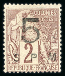 Stamp of Colonies françaises » St. Pierre et Miquelon 1885, Alphée Dubois Y&T n° 1b, Tillard n° 1A, 2c lilas-brun