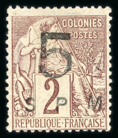 Stamp of Colonies françaises » St. Pierre et Miquelon 1885, Alphée Dubois Y&T n° 1b, Tillard n° 1A, 2c lilas-brun