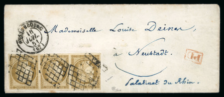 Stamp of France » Lettres Classiques 1851, lettre affranchie d'une bande de trois exemplaires