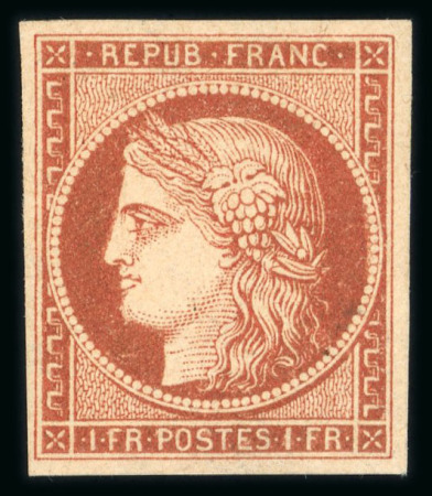 Stamp of France » Type Cérès de 1849-1850 1849, exceptionnel Cérès Y&T n°7 1fr vermillon foncé