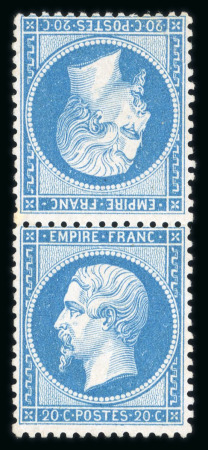 Stamp of France » Empire 1853-1862 1862, Napoléon dentelé Y&T n°22, 20c bleu en paire
