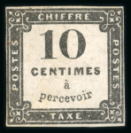Stamp of France » Timbres-Taxe 1859, Taxe Y&T n°1, 10c noir lithographié, neuf sans