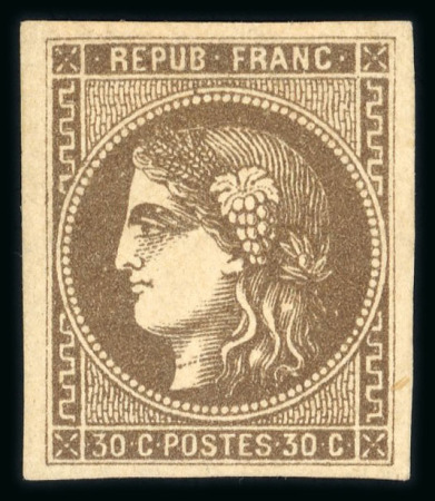 Stamp of France » Emission de Bordeaux 1870 1870, Cérès Bordeaux Y&T n°47, 30c brun, neuf *, très