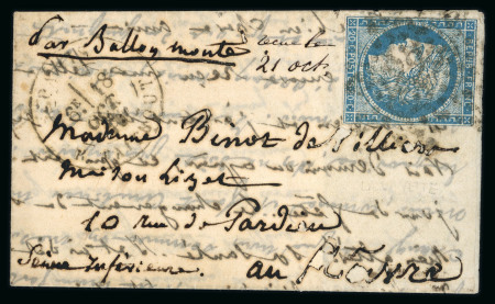 Stamp of France » Ballons Montés 1870, Lettre par Ballon Monté "Le Lafayette" à destination