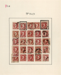 Stamp of Netherlands 1852, King Willem I, used collection of reconstructions of the 19 different plates, beautifully mounted by hand in an album