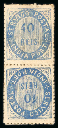 Stamp of India » Foreign Settlements in India » Portuguese Settlements in India 1871 40r blue mint tête-bêche pair, part o.g. with hinge remnants