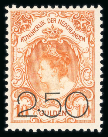 Stamp of Netherlands 1920, Whilelmina overprints 2.50 Michel n° 99-100 mint