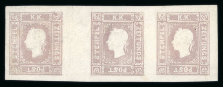 Stamp of Austria » 1858-59 Newspaper Stamp Austria Österreich 1858 1,05Kr lila Zwischensteg Dreierstreifen