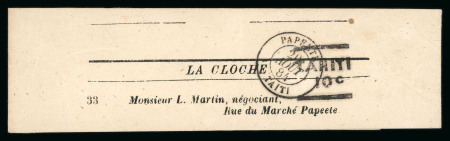 Stamp of Colonies françaises » Tahiti 1884, superbe cachet 10cts Y&T n° 5A sur bande entière