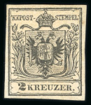 Stamp of Austria » 1850 Issue Austria Österreich 1850 2Kr MP Ty III mausgrau