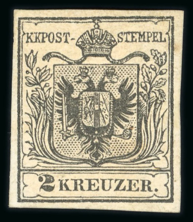 Stamp of Austria » 1850 Issue Austria Österreich 1850 2Kr MP Ty III mausgrau