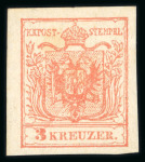 Stamp of Austria » 1850 Issue Austria Österreich 1850 3Kr rosa MP Ty IIIb