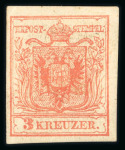 Stamp of Austria » 1850 Issue 1850 3Kr karminrosa MP Ty IIIb