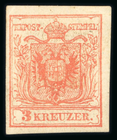 Stamp of Austria » 1850 Issue 1850 3Kr karminrosa MP Ty IIIb