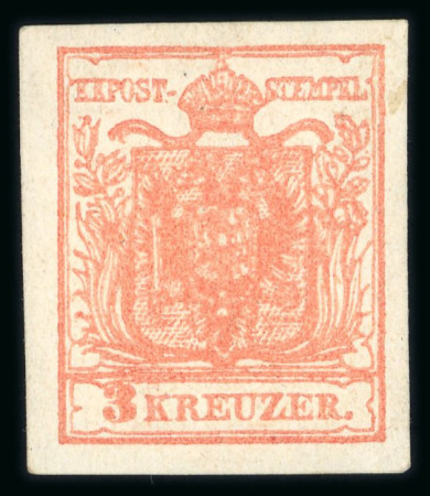 Stamp of Austria » 1850 Issue 1850 3Kr MP Ty IIIb karminrosa