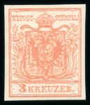 Stamp of Austria » 1850 Issue 1850 3Kr blassrosa ungebr. MP Ty III
