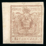 Stamp of Austria » 1850 Issue 1850 6Kr MP Ty III graubraun