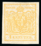 Stamp of Austria » 1850 Issue 1850 1Kr ockergelb, HP Ty III